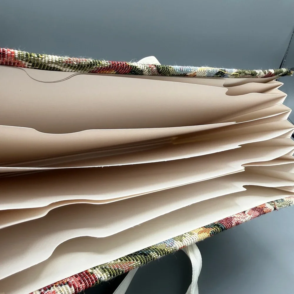 Vintage Floral Tapestry Expanding File Folder & Matching Folding Photo Frame Set